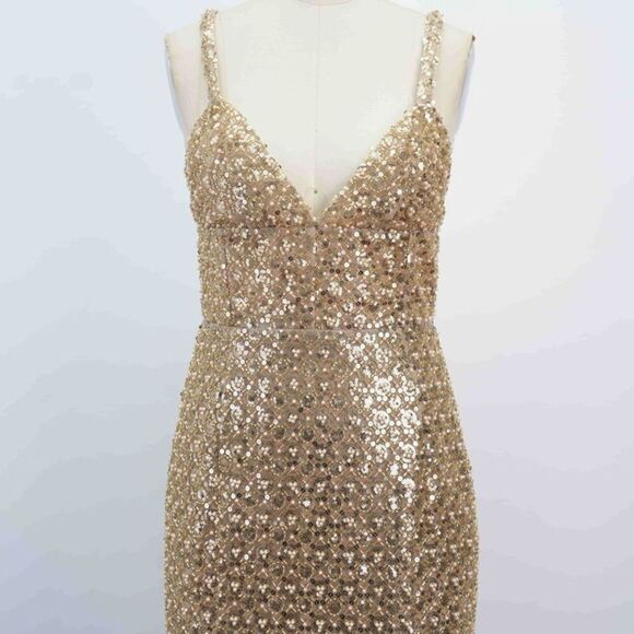 NWOT BRONX AND BANCO Allegra Gold Sequin Maxi Dress, size S - Picture 13 of 16